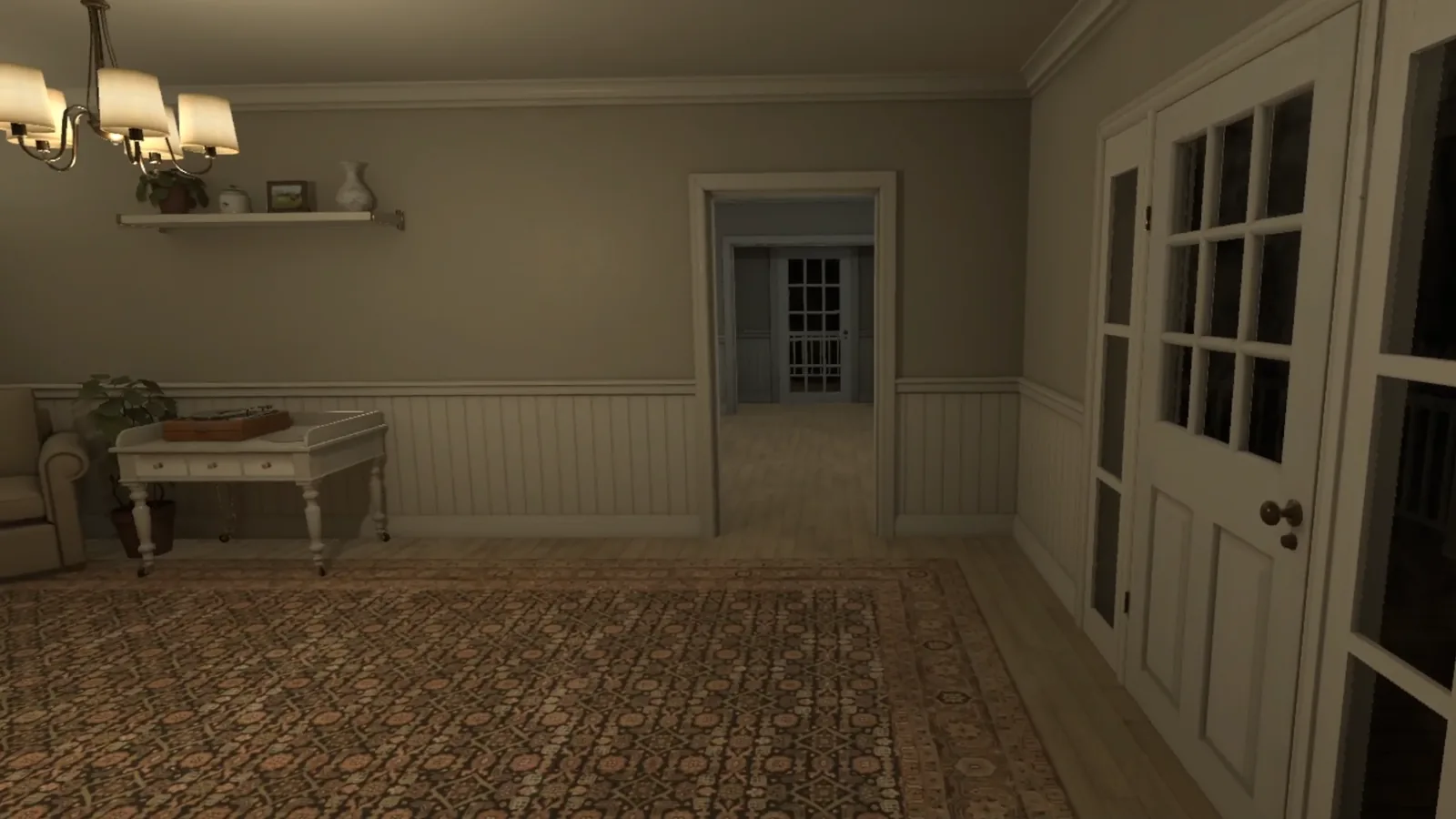 Hypermnesia: softly lit room inside a VR horror game